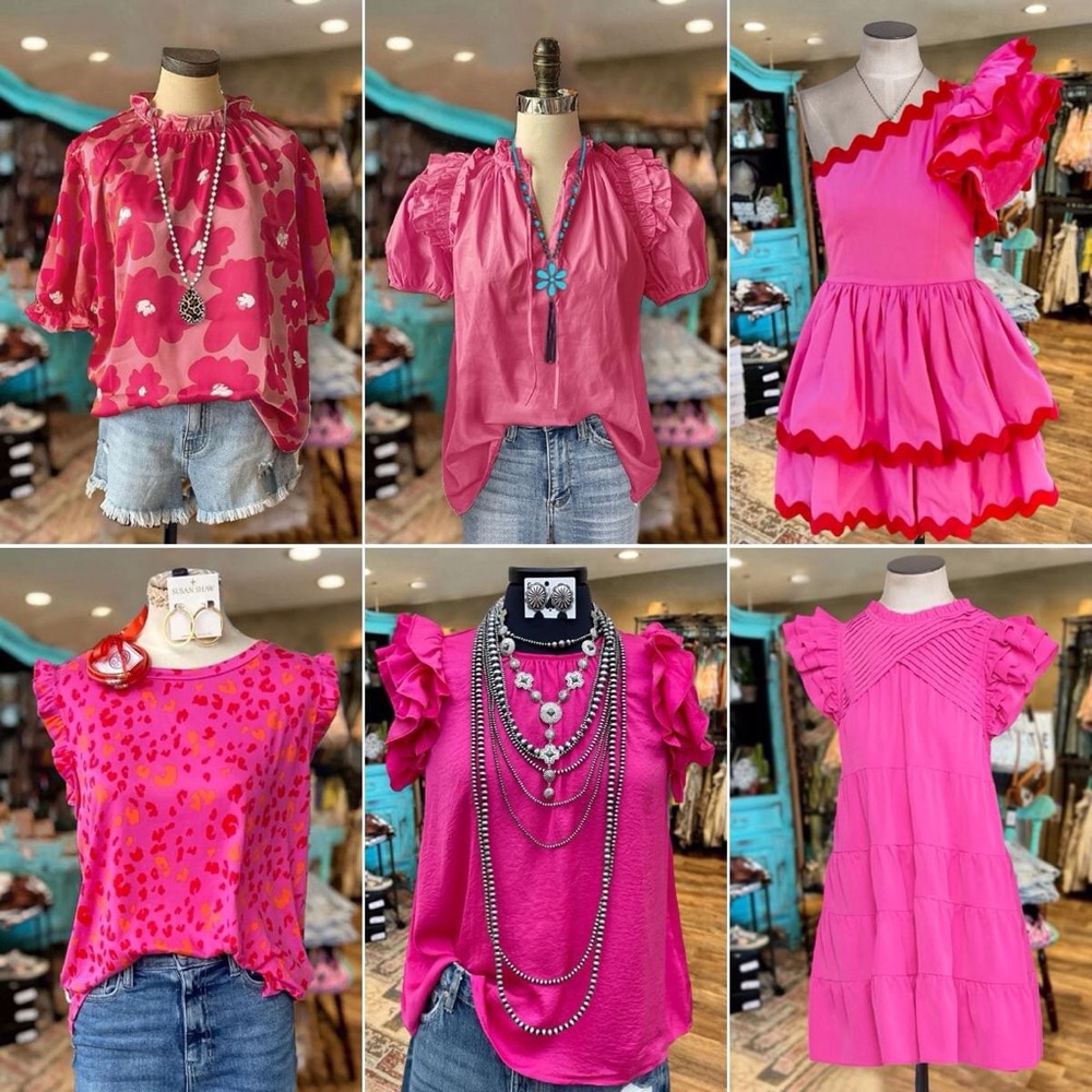 Pink ruffle top